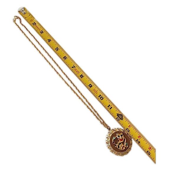 Vintage Comedy Tragedy Mask Necklace MCM Gold Tone Rhinestones Mardi Gras 70s - Picture 3 of 15